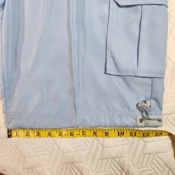 PJMark Shorts Cargo Mens  Vintage Baggy Y2K Blue 5 Pocket Long Length relaxed L - Picture 13 of 15
